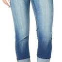 WallFlower Luscious Curvy 23.5 Mid-Rise Cropped Jeans for Women, Insta Stretch Denim Juniors Jeans (Blue, S)