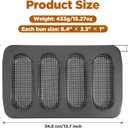 2 Pcs Hot Dog Bun Pan, 4 Cavity Perforated Carbon Steel Bread Loaf Pan, Nonstick & Heat Resistant for Homemade Buns, Mini Baguettes & Sandwich Baking, Bun Rolls, Dishwasher Safe (PFOA-FREE)