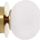 Modern Globe Glass Wall Sconces- Minimalist Home Shop Decor Wall Light 7" Glass Shade Hardwired- 1 Light Mid Century Wall Lamps Indoor Bedroom Bathroom Hallway Vanity Sconce Light (Gold-White)