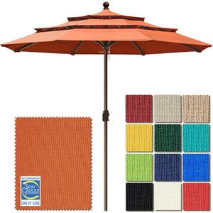 EliteShade USA 10-Year-Non-Fading 11ft 3-Tier Market Patio Umbrella, Commercial Grade Outdoor Table Umbrella with Crank Open, Windproof & UPF 50+ UV Protection, Heavy Duty Ventilation for Garden, Deck, Pool, Backyard, Beach & Bistro, No Tilt, Rust