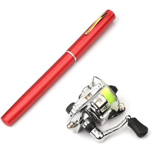 Lixada Fishing Rod Reel Combo Mini Pen Fishing Pole Kit Telescopic Fishing Rod Spinning Reel Combo Kit (1.6 m, Red)