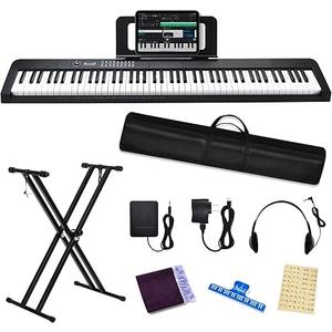 88 Key Digital Piano Electric Keyboard, 88 Key Keyboard Piano for for Beginner, with Power Adapter, Sustain Pedal, Stand, Bluetooth, Carrying Case, Headphones, USB-MIDI, for at Home/Stage