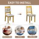 Stretch Dining Chair Seat Covers Set of 4,Dining Chair Slipcovers, Floral Printed Chair Covers,Soft Fabric Washable Upholstered Chair Seat Protector, No Rear Covers for Home Kitchen Dining Room (Yellow Flower Bud Patterns)