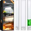 Under Cabinet Lighting, Rechargeable Battery Operated Motion Sensor Light Indoor with 3 Color Tempers Dimmable, Magnetic Closet Light, Wireless Under Counter Lights for Kitchen, Stairs, 3 Pack