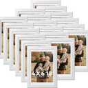 HappyHapi 4x6 Picture Frame Set of 18, Photo Frame for 4x6 Photos, Tabletop or Wall Mount Display Picture Frames, 4x6 Frames Collage for Home Dcor (White)