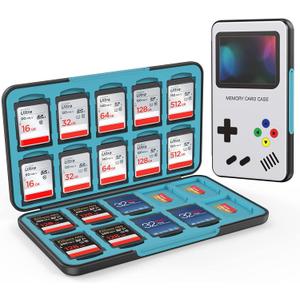 HEIYING SD Card Holder for SD/TF Cards,Portable Memory Card Storage Case Compatible with 20 SDXC SDHC and 20 TF Cards Slots (Game Console Black)
