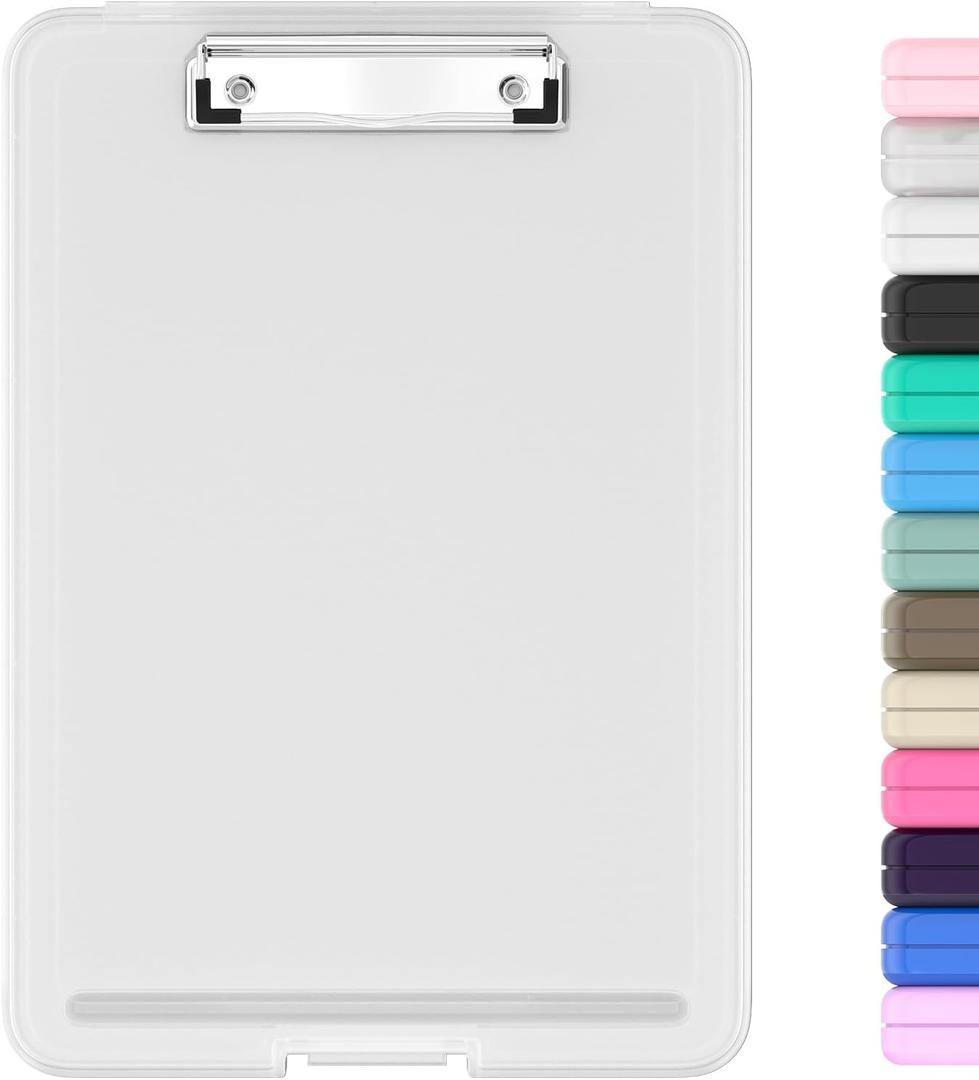 Hongri Clipboard with Storage, 8.5 x 11 Nursing Clip Board Foldable Storage for Nurses, Lawyers, Students, Classroom, Office, School, Size 13.4 x 9.4 X 0.9 in, Matte Clear