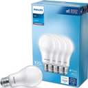 Philips LED Basic Frosted A19 Non-Dimmable, Eye Comfort Technology, 450 Lumen, Daylight(5000), 5.5W=40W, E26 Base, 4PK