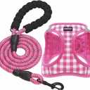 Dog Harness Step-in Breathable Puppy Cat Dog Vest Harnesses for Small Medium Dogs Pink Checkered (L (Chest 17''-20'', Weight 14-19 lb))