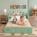 Delta Children Safari Wood Floor Toddler Bed with Reusable Stickers, Green