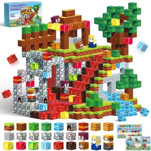 150PCS Magnetic Blocks- Magnetic Building Blocks, Magnet Cubes for Kids Toys, Sensory STEM Building Toys for 3-5 4-6 5-7 6-8 Year Old Boys Girls Christmas Birthday Gifts Travel Outdoor Kids Games