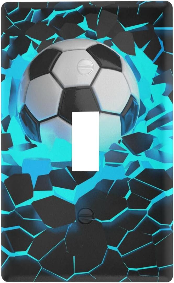 Soccer Wall Plate, Single Toggle Switch Plate Outlet Covers, Light Switch Plates Cover for Home Bedroom