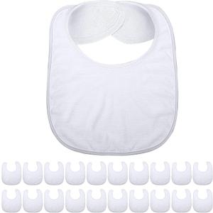 Geyoga 20 Pieces Sublimation Blanks White Bibs for Baby Decorating Washable Reusable Fabric Bibs