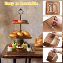 3 Pcs 3 Tier Serving Tray Square Wooden Tiered Cake Stand Acacia Wood Rustic Cupcake Display for Dessert Square Farmhouse Party, Wedding, Tea Party