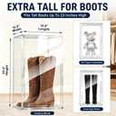 26 Inch Extra Tall Acrylic Display Case XXXXX-Large Tall Boots Shoe Box 13.8x 12.2x 23.6" Clear Collectible Display Cabinet with Magnetic Door,Stackable Long Boot, Multiple Pair of Shoes Storage Box