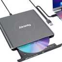 Alloy External CD/DVD Drive for Laptop, USB 3.0 Type-C Portable CD Burner Reader Writer Compatible with Windows, Apple Mac, Linux Desktop - with USB-A & USB-C Cable (F03)