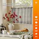 jinchan Striped Linen Kitchen Curtains 20 Inches Length Tier Curtains Farmhouse Modern Cafe Small Window Treatments Airy Light Filtering Rod Pocket for Living Room Bathroom 2 Panels Jet Black