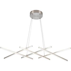 6 Strip Light 39.36'' Modern Pendent Light Chandelier Dimmable Sand Nickel Adjustable Cord for Office Dining Room Kitchen Living Room Bedroom, 3000K-6000k, 50W, 110V