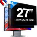 2 Pack Hidden Design Magnetic Computer Privacy Screen Filter 27 inch for Frameless Monitor 16:9 Widescreen, Removable Anti Blue Light Privacy Shield, Anti-Glare Protector