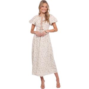 Petal & Pup Women's Kathleen-Maxi-Dress-Light-Beige-Green-Floral Medium