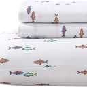 Eddie Bauer Kids - Twin XL Sheet Set, Ultra-Soft Microfiber Bedding with Fully Elastic Fitted Sheet, Kids Bed Set with Pillowcase, Easy Care Bedding (Fish Lake)