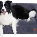 Hollypet Fluffy Plush Pet Sofa Soft Calming Pet Sofa Beds for  Large Dogs, L, Gray