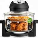 Granitestone 16 Qt Large Glass Air Fryer Non Toxic, Black | PFOA PTFE BPA Free, Large Family Sized Airfryer Cooker with 3 Cooking Sections, No Preheat, Self Cleaning, Dishwasher Safe