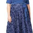Alex Evenings Women's Tea Length A-line Rosette Dress, 24W