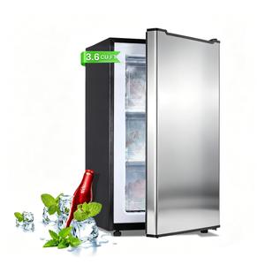 Mini Upright freezer 3.6 Cubic Feet Mini Freezer, Single Door Compact Freezer with Reversible Stainless Steel Door, 3-Speed Temperature Adjustment Small freezer for Home, Glossy Silver