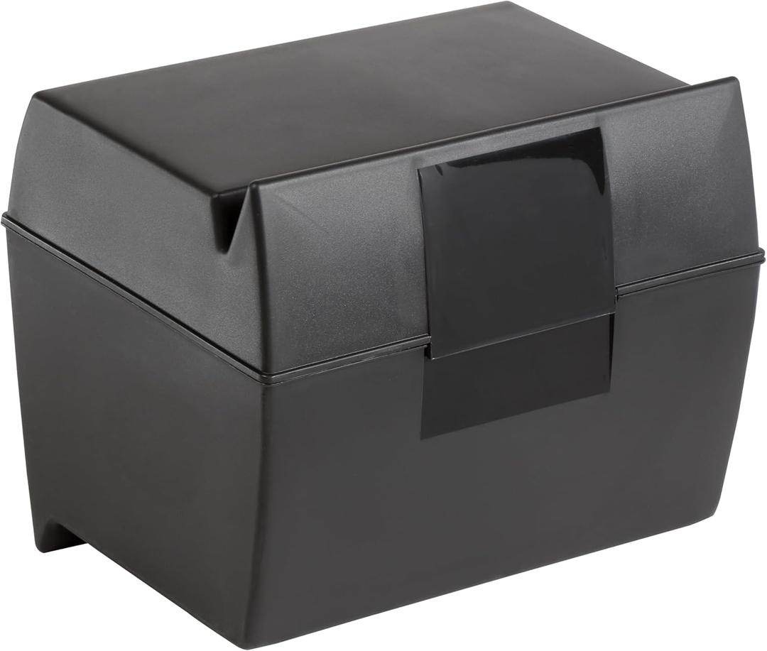 Oxford Plastic Index Card Box, 5 x 8 Inches, 500 Card Capacity, Black (01581)