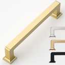 10 Pack 5 Inch Gold Cabinet Pulls - Kitchen Handles for Cabinets (5"/128MM Hole Center)