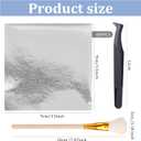Maitys 400 Pcs Imitation Gold Leaf Sheet, for Art Silver Foil Sheet Set with Brush and Nipper for Painting Gilding Picture Frame Sculpture DIY Craft Decoration Furniture, 3.5 x 3.5 Inches(Silver)