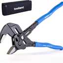 toolant 7-INCH Plier Wrench, CR-V Construction Adjustable Wrench With Pouch, Black Finish Smooth Jaw Pliers, Parallel Jaws with Comfortable Grips, Suitable for All Types of Nuts, Water Pipes, etc