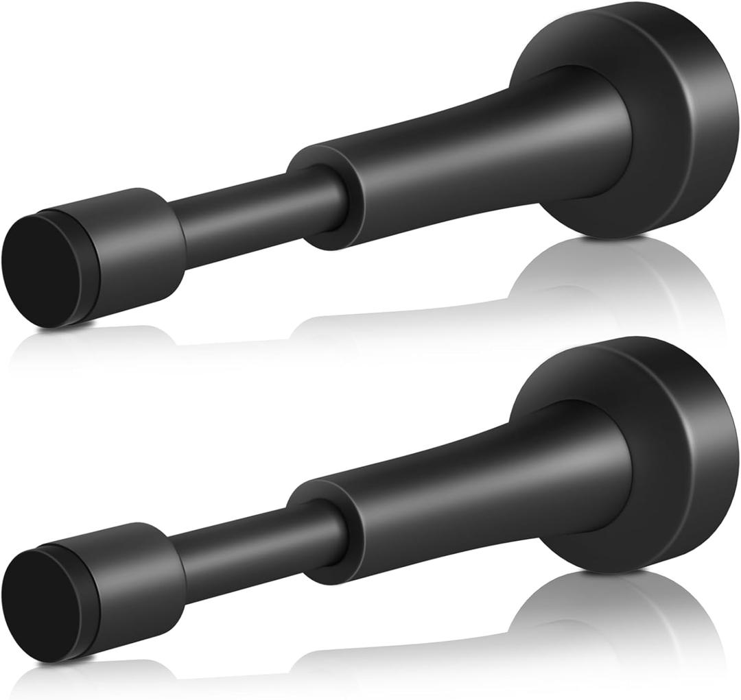 2PCS Matte Black Door Stoppers for Wall - 4.33 Inch Spring Door Stop for Bottom of Door, Aluminum Doorstopper with Silicone Tip, Screw & Adhesive Installation