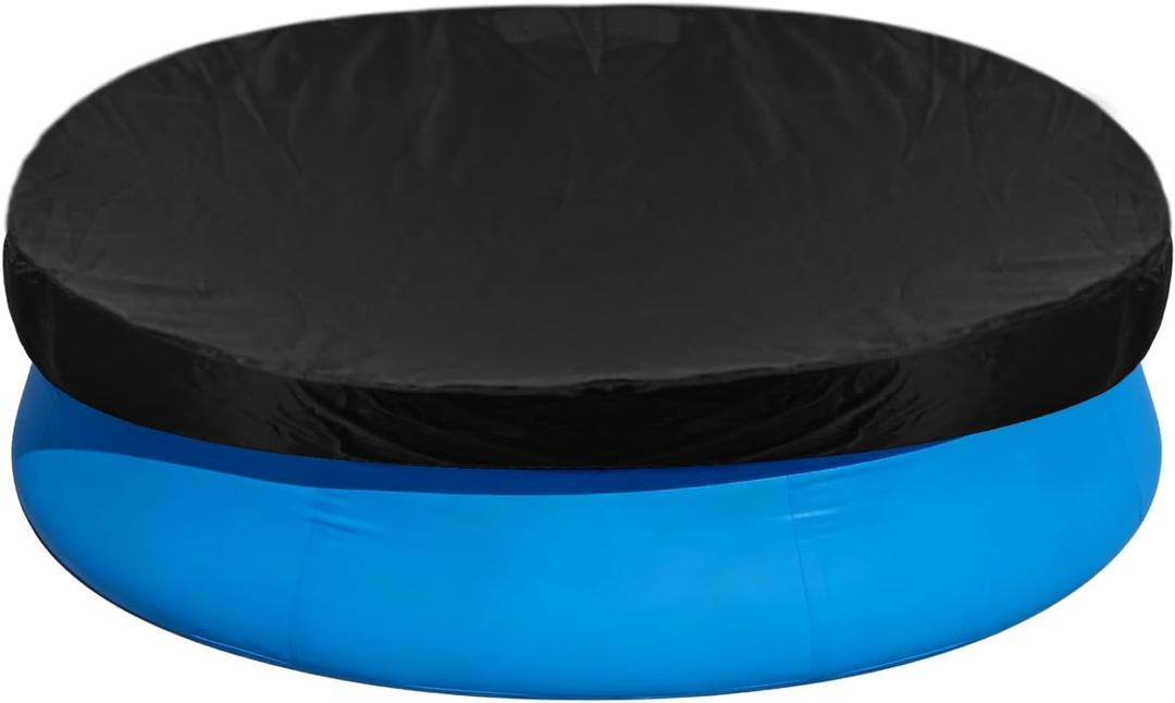 10ft Round Pool Cover Compatible with Intex Bestway Inflatable Above Ground Pool Round Easy Set Pool Cover with Elastic Bands No Drain Holes Inflatable Pool Cover Dustproof Outdoor Swimming Pool Cover