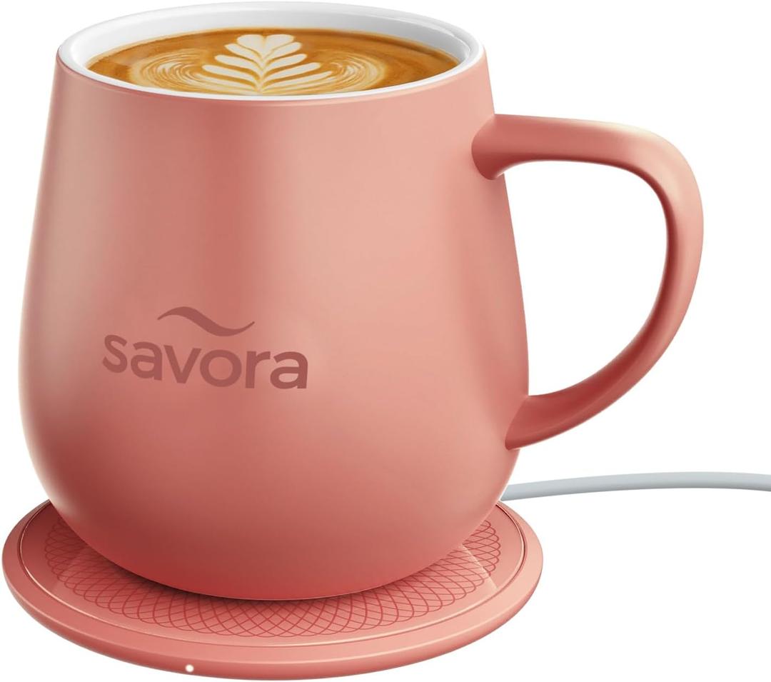 12oz IntelliHeat Coffee Mug | Baristas Choice | Exclusive Wireless SmartSense Pad | Maintains Perfect 135F | Hand-Crafted Ceramic Mug & Lid | Great for Tea Drinkers | Backed for Life - Pink