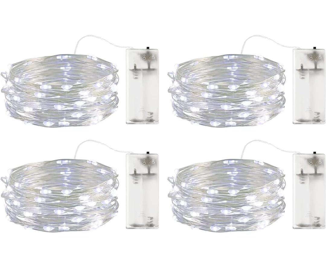 Fairy Light Battery Operated String Lights 4 Pack 20LED Copper Wire Firefly Twinkle Lights Indoor Waterproof for Christmas Halloween,Garden Party, Bedroom, Wedding, BirthdayCool White