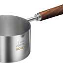 Stainless Steel Mini Pot - Butter Warmer, 8.5fl oz (250ml) Coffee/Milk Warmer, Mini Sauce Pan for Coffee, Ideal for Seafood Butter Warmers,Melting Pot With Dual Spouts and Wooden Handle