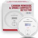 10Year Battery Smoke and Carbon Monoxide Detector 2in1 with Digital Display, 85dB Visual & Audible Alarm, Easy Setup for Living Room,Camper,RV, Brings Peace of Mind, Pack of 1