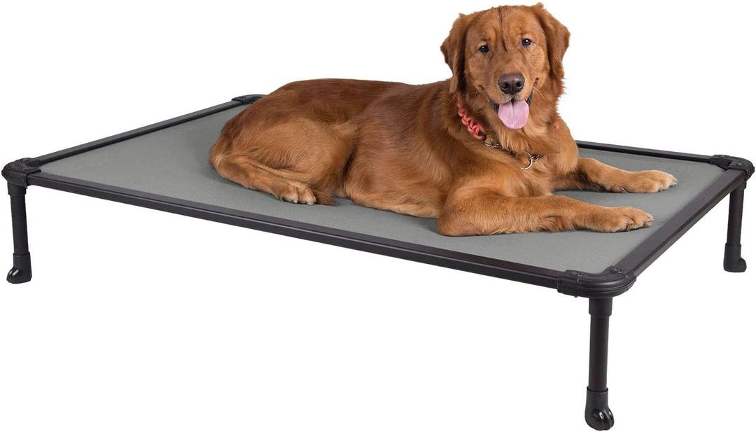 Veehoo Chew Proof Elevated Dog Bed - Cooling Raised Pet Cot - Rustless Aluminum Frame and Durable Textilene Mesh, Unique Designed No-Slip Feet for Indoor or Outdoor Use, Grey, X-Large, CWC2002 (Gray)