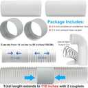 2 Pack 5.9 Inch Portable Air Conditioner Hose with Coupler Exhaust Vent AC Hose Connector with Tube Connector Total 118" Length Counter-Clockwise Thread Universal Replacement Hose/Coupler