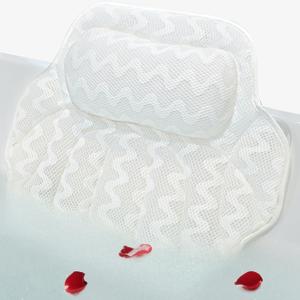 Super Thick Bath Pillow, Soft and Comfortable Bath Pillow, 4D mesh Fabric and 6 Non-Slip Suction Cups, Used for Bathtub Head and Neck Support to Relax Family spa hot tub Essentials, Ladies Bath Gift