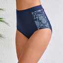 Halcurt Women's High Waisted Swim Bottoms (Available in Plus) Full Coverage Bikini Swimsuit Bottoms (Blue, M)