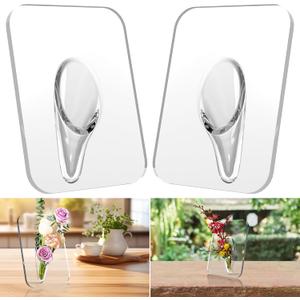 2 Pack Photo Frame Shaped Clear Acrylic Flower Vase - 8 x 6 Inch Acrylic Flower Holder for Centerpieces. Picture Frame Vase Floral Arrangement Holder for Room Dcor (8"x6" Photo Frame Shaped)
