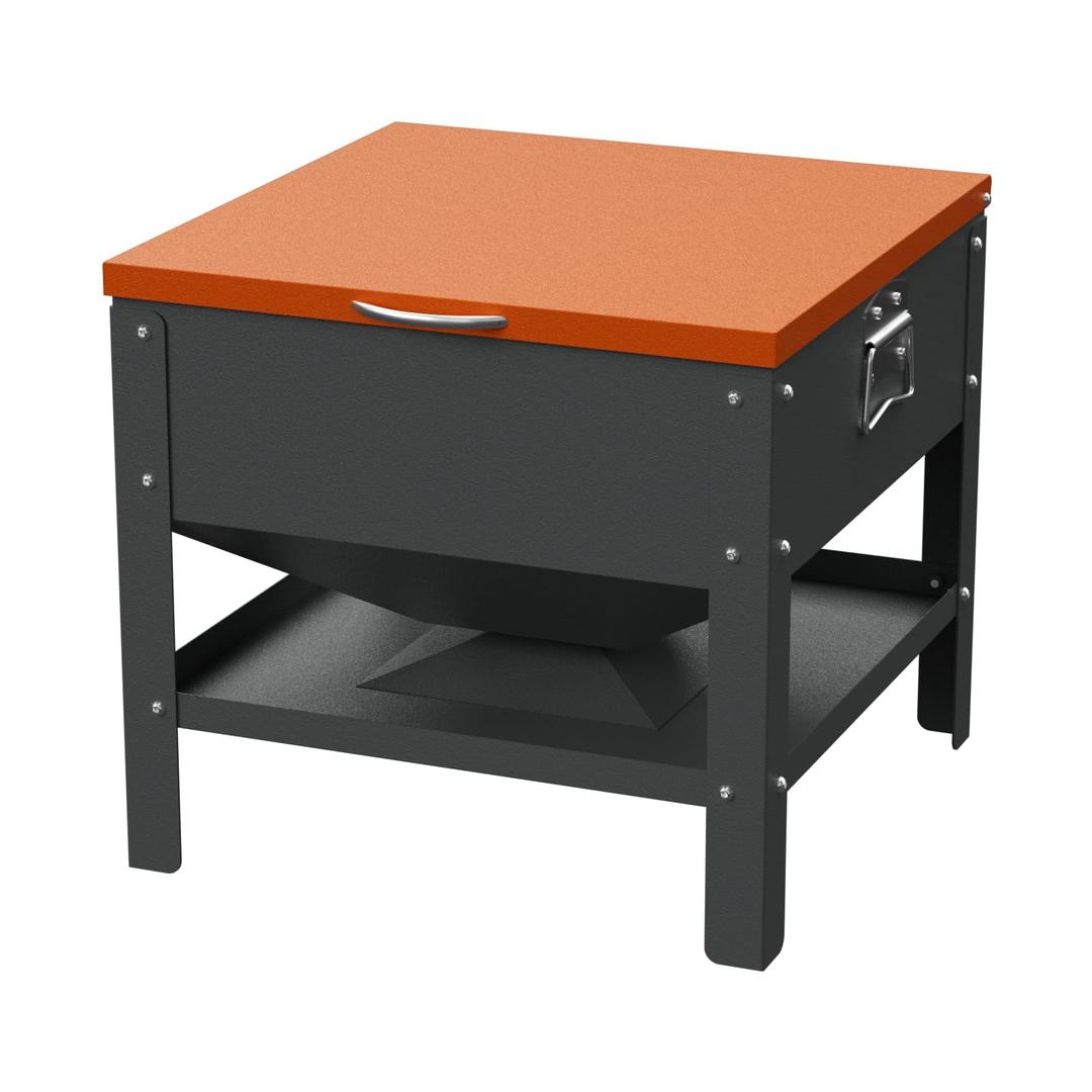 Heavy-Duty Automatic Chicken Feeder 120 lbs Capacity, No-Waste Gravity Poultry Feeder with Lid, Waterproof Galvanized Steel Feeding Box for Hens, Up to 16 Chickens for Coop & Run Use(Orange)