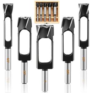 Lasnten 5 Pcs Wood Plug Cutter Tenon Dowel Cutters Drill Bit Set for Woodworking with Carrying Case 3/8, 1/2", 5/8", 3/4", 1"