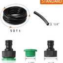 MSDADA Greenhouse Drip Irrigation Kit, 50ft Garden Automatic Irrigation System, 1/4" Blank Distribution Tubing Hose Adjustable Nozzle, Plant Watering System for Garden, Patio, Flower Bed, Lawn