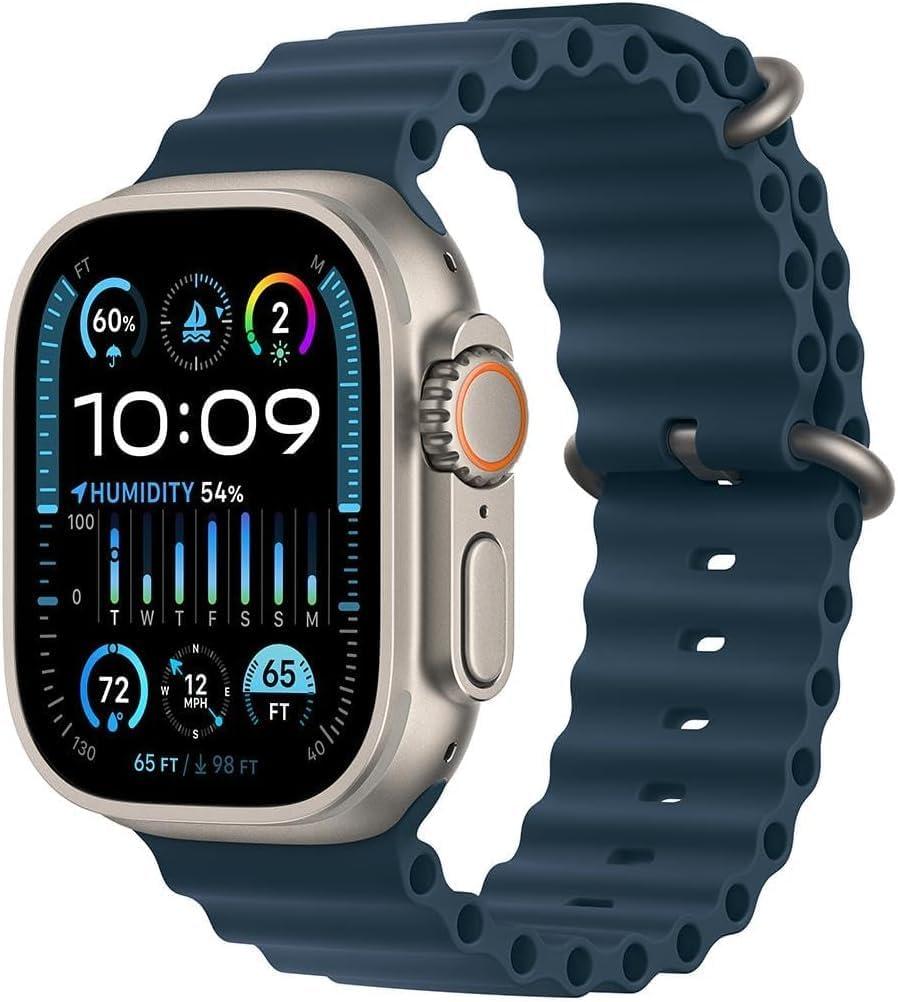 Apple Watch Ultra 2 [GPS + Cellular, 49mm] - Titanium Case with Blue Ocean Band, One Size (Premium)