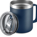 ALOUFEA 12oz Stainless Steel Insulated Coffee Mug with Handle, Double Wall Vacuum Travel Mug, Tumbler Cup with Sliding Lid, Navy