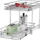 ROOMTEC Individual Pull Out Cabinet Organizer (11" W x 21" D), 2 Tier Spice Rack Organizer for Cabinet, Slide Out Drawer Pantry Shelf Organization and Storage for Kitchen Bathroom